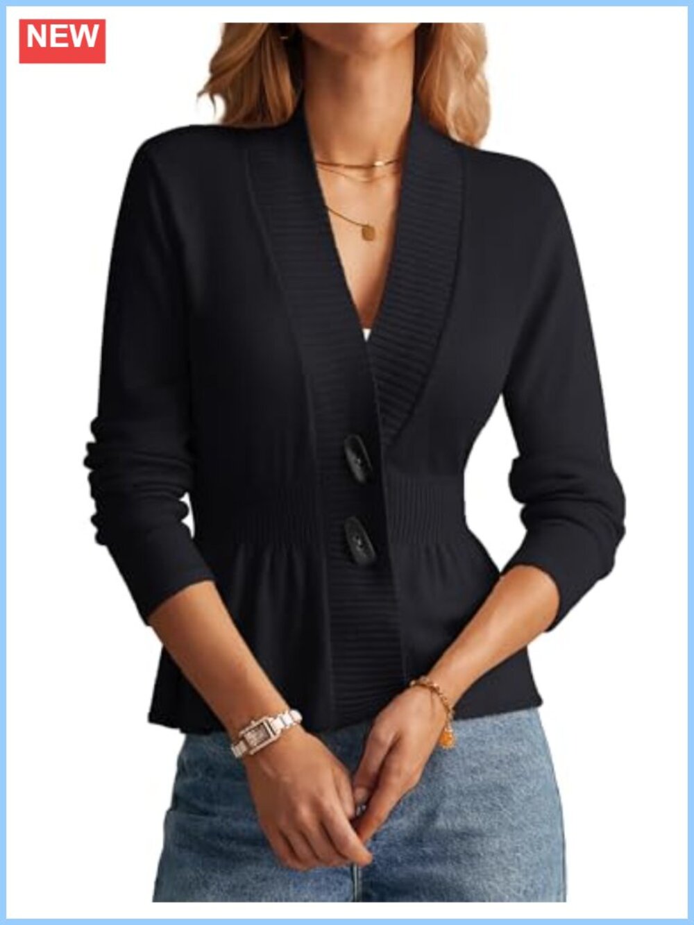 Lightweight Button Down Open Front Crochet Cardigan Sweater Peplum Knitted